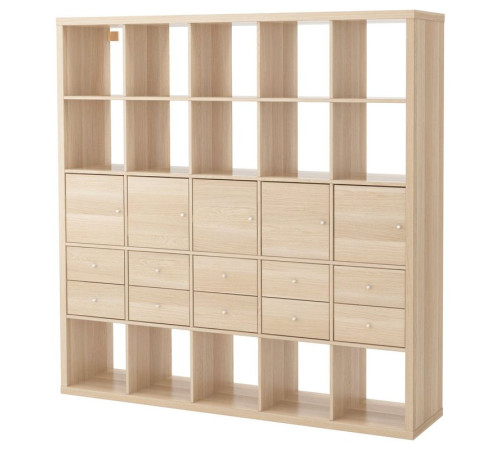 Полка с 10 вставками, имитация белого дуба, KALLAX 091.976.05