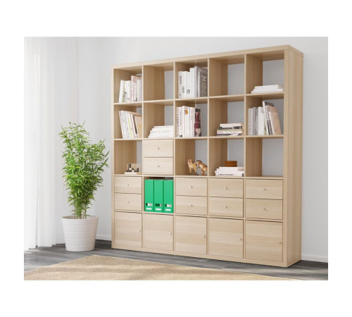 Полка с 10 вставками, имитация белого дуба, KALLAX 091.976.05