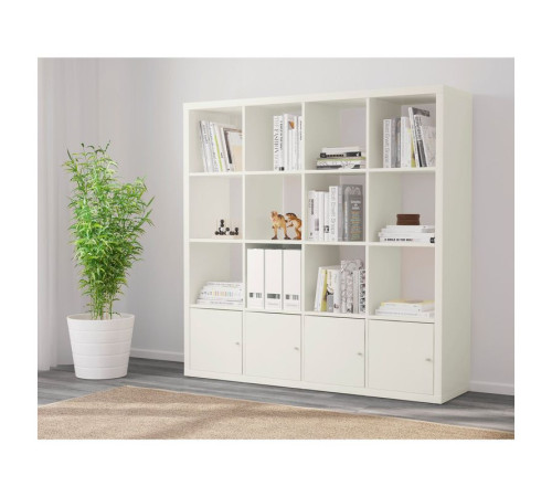 Полка с 4 вставками, белая, KALLAX 390.174.86