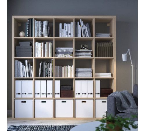 Книжный шкаф, имитация дуба, тонированный в белый цвет, KALLAX 903.245.09