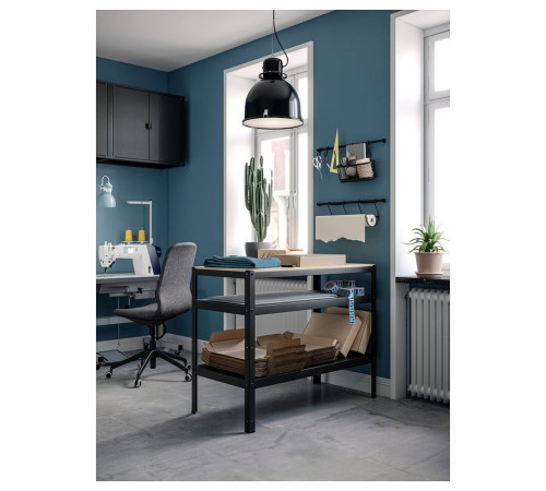 Ława do pracy, czarny/sklejka sosnowa BROR 303.332.86