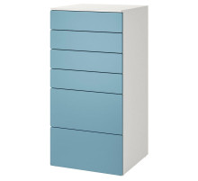 Komoda, 6 szuflad, biały/niebieski SMÅSTAD / PLATSA 695.453.29