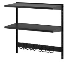 Półka ścienna kombinacja, z haczykami/2 półkami/czarny BROR 395.718.62