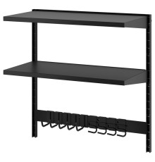 Półka ścienna kombinacja, z haczykami/2 półkami/czarny BROR 395.718.62