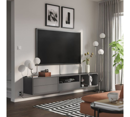 Szafka na TV,hifi, ciemnoszary/szkło bezbarwne EKET 195.809.85
