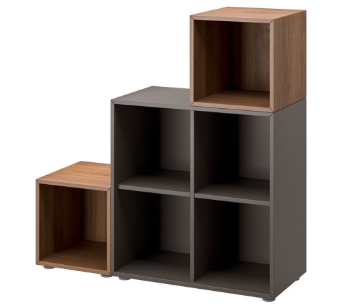 Kombinacja szafek ze stopkami, ciemnoszary/brązowy orzech EKET 294.903.43