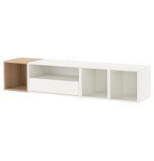 Тумба под телевизор, hi-fi, белый/белый тонированный дуб EKET 295.809.99