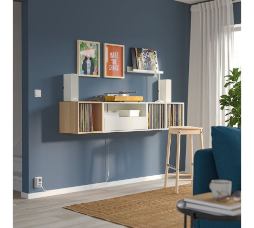 Szafka na TV,hifi, biały/dąb bejcowany na biało EKET 295.809.99