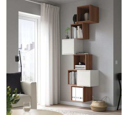 Kombinacja szafek ściennych, brązowy orzech/biały EKET 494.903.23