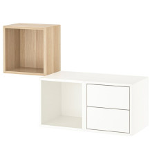 Kombinacja szafek wiszących, imitacja dębu bejcowanego na biało/biały EKET 793.363.92