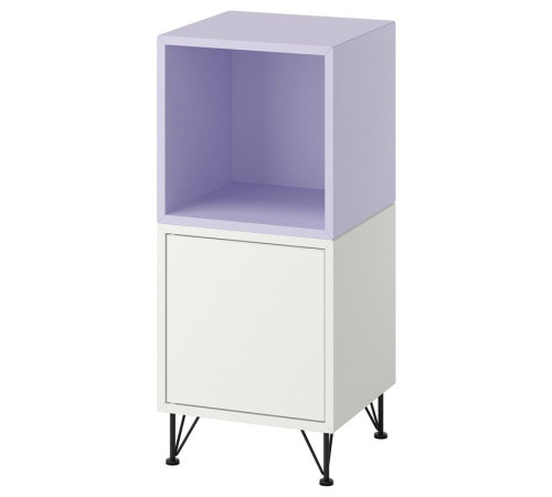 Kombinacja szafek z nóżkami, biały blady fiolet/metal czarny EKET 796.021.16