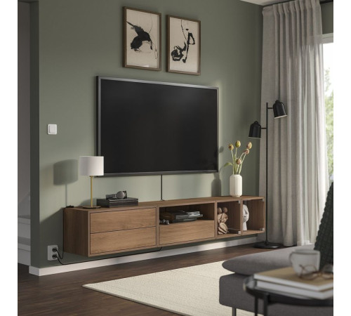 Szafka na TV,hifi, brązowy orzech/szkło bezbarwne EKET 995.809.86