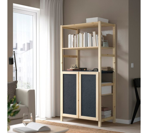 Regał, z 2 drzwi sosna/filc filc IVAR 595.725.73