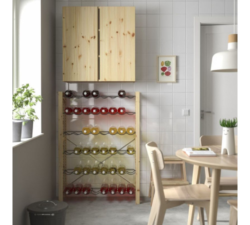 1 sekcja/stojak na butelki, sosna/szary IVAR 894.038.14