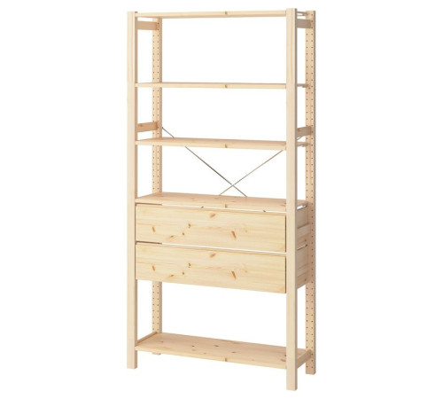 1 element, sosna/z 5 półkami z 2 szufladami IVAR 895.905.99