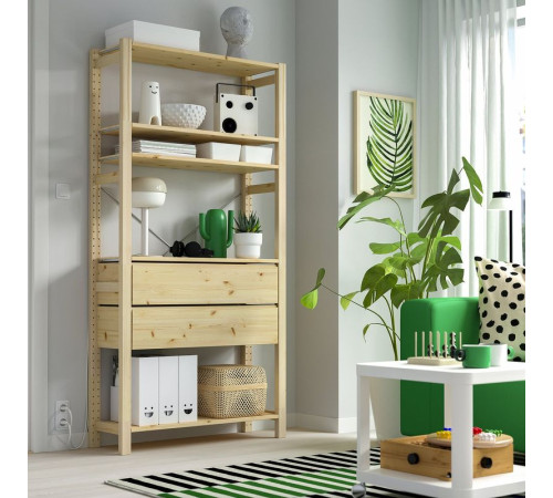 1 element, sosna/z 5 półkami z 2 szufladami IVAR 895.905.99