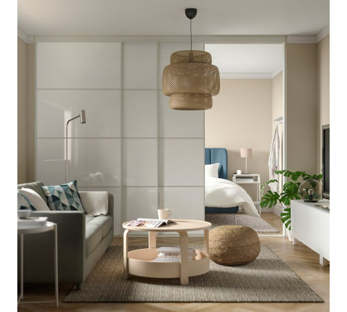 Kombinacja drzwi przesuwnych, biały/biały szkło SKYTTA / FÄRVIK 094.779.17