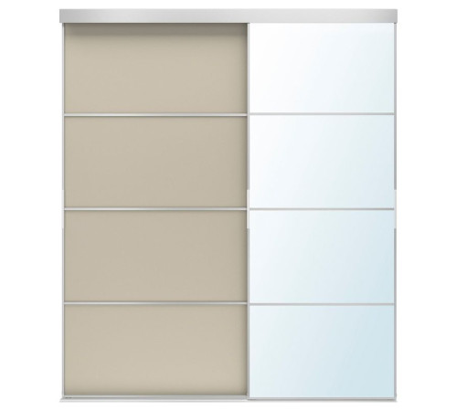 Kombinacja drzwi przesuwnych, aluminium 2str/szarobeżowy lustro SKYTTA / MEHAMN/AULI 495.759.11