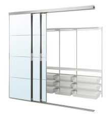 Garderoba z drzwiami przesuwnymi, aluminium/Auli lustro SKYTTA / BOAXEL 795.621.77