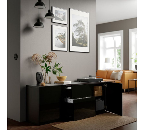 Drzwi/front szuflady, połysk czarny SELSVIKEN 502.916.24