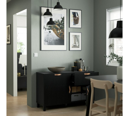 Kombinacja regałowa z drzw/szuf, czarnybrąz/Lappviken/Stubbarp czarnybrąz BESTÅ 091.953.00
