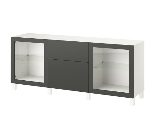 Kombinacja z szufladami, biały Lappviken/Sindvik/Stubbarp ciemnoszary BESTÅ 095.754.99