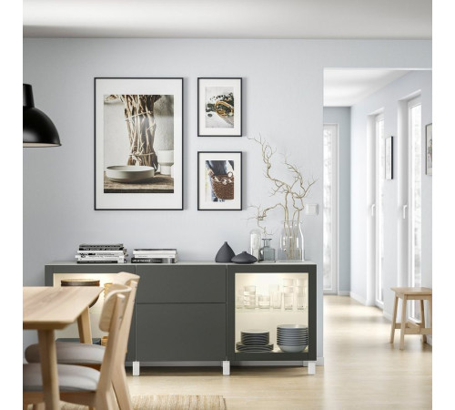 Kombinacja z szufladami, biały Lappviken/Sindvik/Stubbarp ciemnoszary BESTÅ 095.754.99