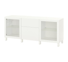 Kombinacja z szufladami, biały Lappviken/Sindvik/Stubbarp białe szkło przezroczyste BESTÅ 493.026.85
