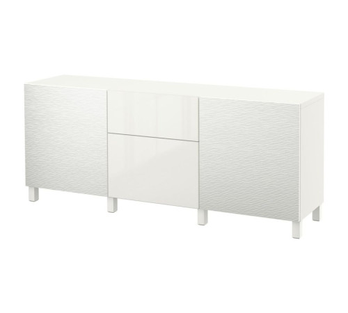 Kombinacja z szufladami, Laxviken biały/Selsviken połysk/biel BESTÅ 696.205.40