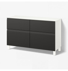 BESTÅ kombinacja regałowa z drzw/szuf, biały Hammarsmed/Stubbarp/antracyt, 120x42x74 cm