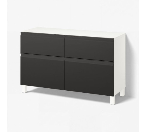 BESTÅ kombinacja regałowa z drzw/szuf, biały Hammarsmed/Stubbarp/antracyt, 120x42x74 cm