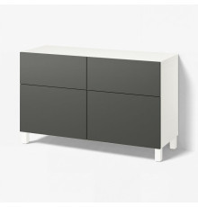 BESTÅ kombinacja regałowa z drzw/szuf, biały/Lappviken/Stubbarp ciemnoszary, 120x42x74 cm