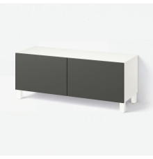 BESTÅ ława TV z drzwiami, biały Lappviken/Stubbarp/ciemnoszary, 120x42x48 cm