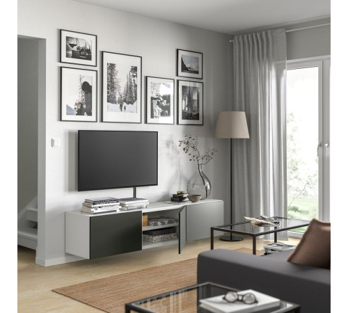 Ława TV z drzwiami, biały/Lappviken ciemnoszary BESTÅ 395.750.25
