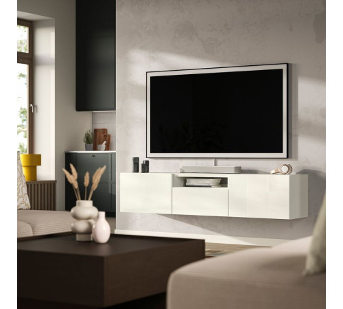Szafka pod TV, biały/Selsviken biały wysoki połysk BESTÅ 396.229.32