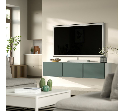 Ława TV z drzwiami, biały/Krukmakare ciemny szarozielony BESTÅ 695.973.80