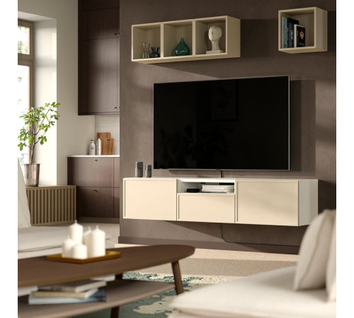 Szafka pod TV, biały/Krukmakare beżowy BESTÅ 696.114.80
