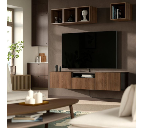 Szafka pod TV, czarnybrąz Lappviken/brązowy orzech BESTÅ 896.121.48