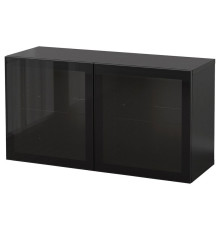 Kombinacja szafek ściennych, czarnybrąz Glassvik/czarny szkło bezbarwne BESTÅ 294.407.96