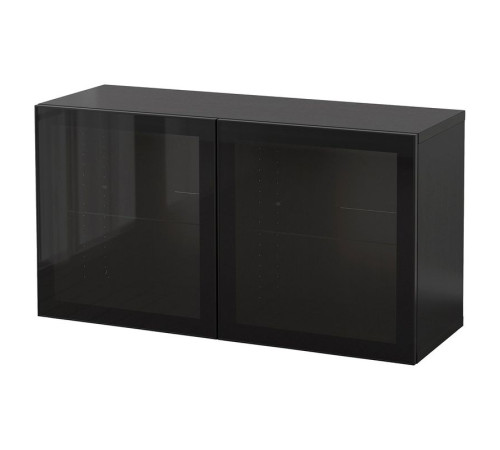 Kombinacja szafek ściennych, czarnybrąz Glassvik/czarny szkło bezbarwne BESTÅ 294.407.96