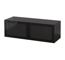 Kombinacja szafek ściennych, czarnybrąz/Glassvik czarny BESTÅ 394.398.63