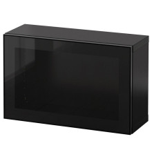 Kombinacja szafek ściennych, czarnybrąz Glassvik/czarny szkło bezbarwne BESTÅ 694.293.39