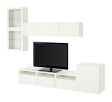 Kombinacja na TV/szklane drzwi, biały/Hanviken białe szkło przezroczyste BESTÅ 294.069.24