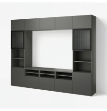 BESTÅ kombinacja na TV/szklane drzwi, ciemnoszary Lappviken/Fällsvik antracyt, 300x42x231 cm