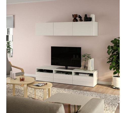 Szafka pod TV, biały/Selsviken połysk/biel BESTÅ 594.772.79