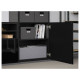 Kombinacja na TV/szklane drzwi, czarnybrąz/Selsviken wysoki połysk/czarny dymione szkło BESTÅ 994.110.26