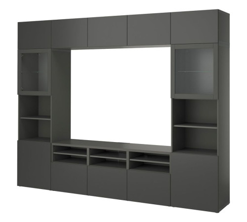 Kombinacja na TV/szklane drzwi, ciemnoszary Lappviken/Sindvik ciemnoszary BESTÅ 995.561.37