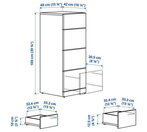 Komoda, 4 szuflady, biały LASTARE 205.993.52