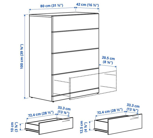 Komoda, 4 szuflady, biały LASTARE 605.993.50