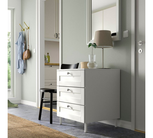 Komoda, 3 szuflady, biały/Sannidal biały PLATSA 094.878.55